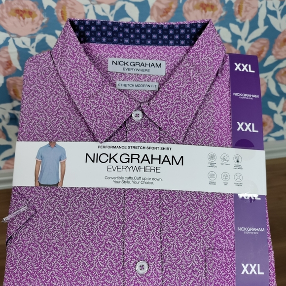 Other - SOLD - Nick Graham Performance Stretch Sport Short Sleeve Woven Shirt